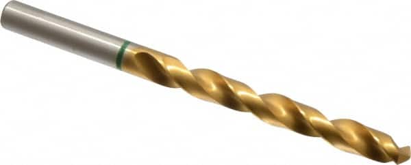 Accupro - Letter Q 135° Cobalt Jobber Drill - TiN Finish, Right Hand Cut, Spiral Flute, Straight Shank, 117mm OAL, Split Point - Benchmark Tooling