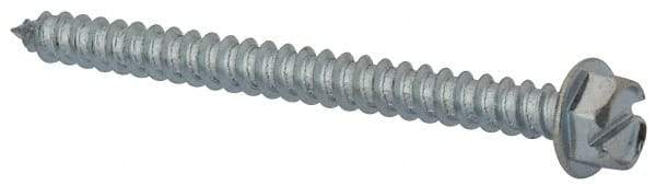 Value Collection - #14 Hex Washer Head Slotted Sheet Metal Screw - Steel, 3" Length Under Head, Grade 2 - Benchmark Tooling