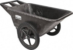 Rubbermaid - 7.5 Cu Ft, 300 Lb Capacity Wheelbarrow with 20" Radial Wheel - Plastic Handle, 58" Long x 32-3/4" Wide x 28-1/4" High, Black - Benchmark Tooling