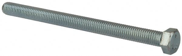 Made in North America - 1/2-13 UNC, 7" Length Under Head Hex Head Cap Screw - Fully Threaded, Grade 5 Steel, Zinc-Plated Finish, 3/4" Hex - Benchmark Tooling