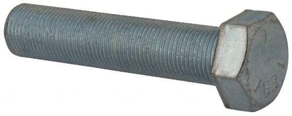 Made in USA - 3/4-16 UNF, 3-1/2" Length Under Head Hex Head Cap Screw - Fully Threaded, Grade 5 Steel, Zinc-Plated Finish, 1-1/8" Hex - Benchmark Tooling