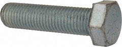 Made in USA - 7/8-9 UNC, 3-1/2" Length Under Head Hex Head Cap Screw - Fully Threaded, Grade 5 Steel, Zinc-Plated Finish, 1-5/16" Hex - Benchmark Tooling