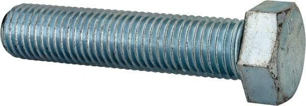 Made in USA - 7/8-9 UNC, 4" Length Under Head Hex Head Cap Screw - Fully Threaded, Grade 5 Steel, Zinc-Plated Finish, 1-5/16" Hex - Benchmark Tooling