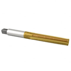 Hertel - M6x1.00 Metric Coarse 6H 4 Flute TiN Finish High Speed Steel Straight Flute Standard Hand Tap - Bottoming, Right Hand Thread, 2-1/2" OAL, D5 Limit - Exact Industrial Supply