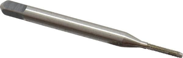 Hertel - #0-80 UNF 3B 2 Flute Bright Finish High Speed Steel Straight Flute Standard Hand Tap - Bottoming, Right Hand Thread, 1-5/8" OAL, 5/16" Thread Length, H1 Limit - Exact Industrial Supply