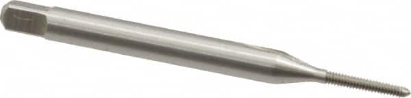 Hertel - #0-80 UNF 2B 2 Flute Bright Finish High Speed Steel Straight Flute Standard Hand Tap - Bottoming, Right Hand Thread, 1-5/8" OAL, H2 Limit - Exact Industrial Supply