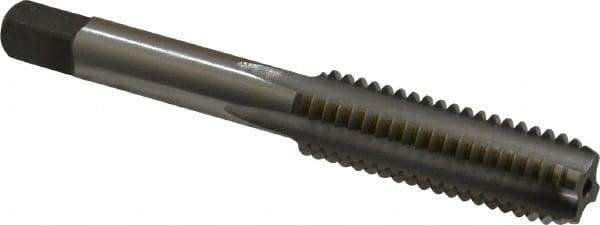 Hertel - 7/16-14 UNC 4 Flute Bright Finish High Speed Steel Straight Flute Standard Hand Tap - Bottoming, Right Hand Thread, 3-5/32" OAL, 1-7/16" Thread Length, H5 Limit - Exact Industrial Supply