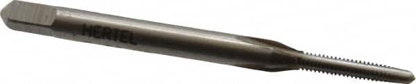 Hertel - #2-56 UNC 2B 3 Flute Bright Finish High Speed Steel Straight Flute Standard Hand Tap - Taper, Right Hand Thread, 1-3/4" OAL, H1 Limit - Exact Industrial Supply