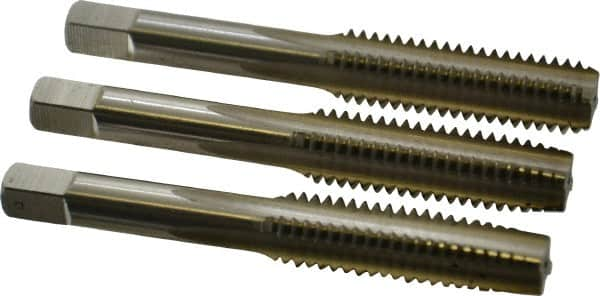 Hertel - 7/16-14 UNC, 4 Flute, Bottoming, Plug & Taper, Bright Finish, High Speed Steel Tap Set - 3-5/32" OAL, 2B/3B Class of Fit - Benchmark Tooling