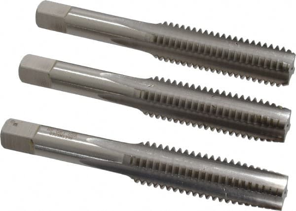 Hertel - 1/2-13 UNC, 4 Flute, Bottoming, Plug & Taper, Bright Finish, High Speed Steel Tap Set - 3-3/8" OAL, 2B/3B Class of Fit - Exact Industrial Supply