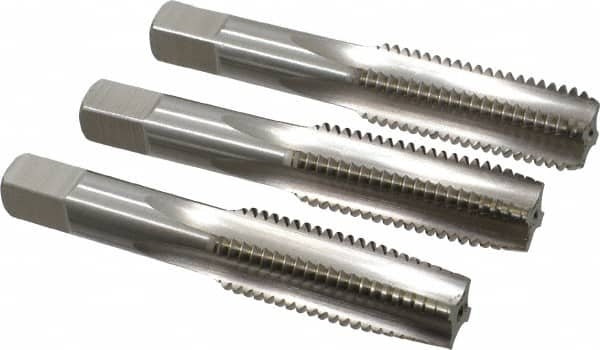 Hertel - 3/4-10 UNC, 4 Flute, Bottoming, Plug & Taper, Bright Finish, High Speed Steel Tap Set - 4-1/4" OAL, 2B/3B Class of Fit - Benchmark Tooling