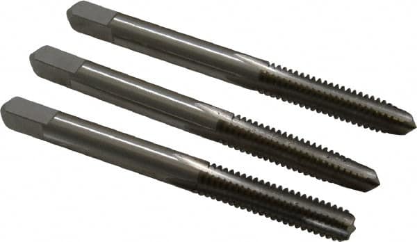 Hertel - #12-24 UNC, 4 Flute, Bottoming, Plug & Taper, Bright Finish, High Speed Steel Tap Set - 2-3/8" OAL, 2B/3B Class of Fit - Benchmark Tooling