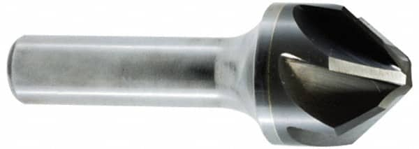 Hertel - 1/4" Head Diam, 1/4" Shank Diam, 6 Flute 60° Solid Carbide Countersink - Bright Finish, 2" OAL, Single End, Straight Shank, Right Hand Cut - Benchmark Tooling