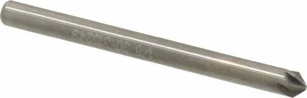 Hertel - 1/8" Head Diam, 1/8" Shank Diam, 6 Flute 90° Solid Carbide Countersink - Benchmark Tooling