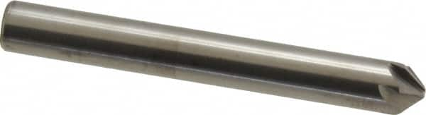 Hertel - 1/4" Head Diam, 1/4" Shank Diam, 6 Flute 90° Solid Carbide Countersink - Bright Finish, 2" OAL, Single End, Straight Shank, Right Hand Cut - Benchmark Tooling