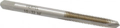 Hertel - #10-32 UNF, 2 Flute, Bright Finish, High Speed Steel Spiral Point Tap - Plug Chamfer, Right Hand Thread, 2-3/8" OAL - Exact Industrial Supply