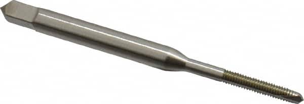 Hertel - #2-64 UNF, 2 Flute, Bright Finish, High Speed Steel Spiral Point Tap - Plug Chamfer, Right Hand Thread, 1-3/4" OAL, 2B Class of Fit - Exact Industrial Supply