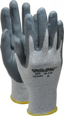 PRO-SAFE - Size M (8), ANSI Cut Lvl A2, Puncture Lvl 3, Abrasion Lvl 4, Nitrile Coated HPPE Fiber Cut Resistant Gloves - 9" Long, Palm & Fingers Coated, HPPE Fiber Lining, Knit Wrist, Black and Gray w/ Gray Coating, Paired - Benchmark Tooling