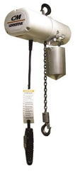 CM - 1 Ton Capacity, 8 FPM Lift Speed, 230/460 Volt, Electric Chain Hoist - 10' Max Lift, 19-5/8" Min Headroom, 2 Chains - Benchmark Tooling