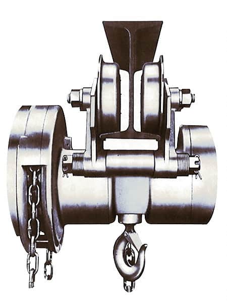 CM - 1,000 Lb Lifting Capacity, Trolley Hoist - 22-1/2' Overhaul to Lift 1' - Benchmark Tooling