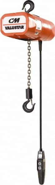 CM - 1/2 Ton Capacity, 16 FPM Lift Speed, Electric Chain Hoist - 15' Max Lift, 14-1/4" Min Headroom, 1 Chain - Benchmark Tooling