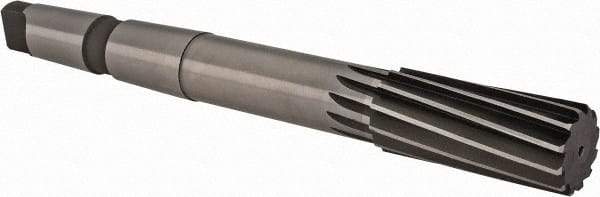 Made in USA - 1-3/8" High Speed Steel 12 Flute Chucking Reamer - Spiral Flute, 4MT Morse Taper Shank, 3-1/4" Flute Length, 12" OAL - Benchmark Tooling