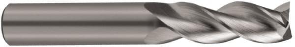 SGS - 5/8", 3/4" LOC, 5/8" Shank Diam, 3" OAL, 3 Flute, Solid Carbide Square End Mill - Single End, Uncoated, Spiral Flute, 38° Helix, Right Hand Cut, Right Hand Flute, Series 43 - Benchmark Tooling