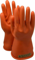 Novax - Class 0, Size L (9), 11" Long, Rubber Lineman's Glove - 500 AC Max Use Voltage, 2,500 AC Test Voltage, Orange, ANSI/ASTM D120, NFPA 70E - Benchmark Tooling