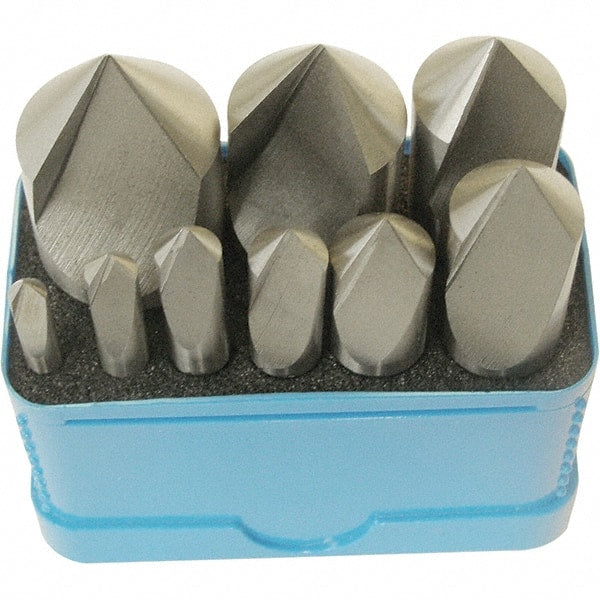 Interstate - 9 Piece, 3/16 to 1" Head Diam, 82° Included Angle, Single End Countersink Set - Benchmark Tooling