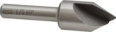 Interstate - 1/2" Head Diam, 1/4" Shank Diam, 1 Flute 60° High Speed Steel Countersink - Benchmark Tooling