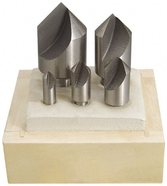 Keo - 5 Piece, 1/4 to 1" Head Diam, 60° Included Angle, Single End Countersink Set - Benchmark Tooling