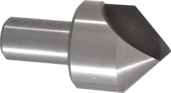 Interstate - 1-1/2" Head Diam, 3/4" Shank Diam, 1 Flute 90° High Speed Steel Countersink - Bright Finish, 2-7/8" OAL, Single End, Straight Shank, Right Hand Cut - Benchmark Tooling