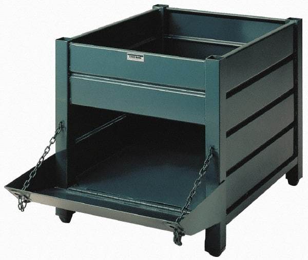 Steel King - 44" Long x 36" Wide x 24" High Steel Bin-Style Bulk Storage and Transport Container with 1 Gate - 4,000 Lb. Load Capacity - Benchmark Tooling