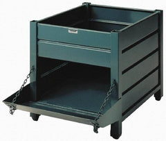 Steel King - 40" Long x 48" Wide x 24" High Steel Bin-Style Bulk Storage and Transport Container with 1 Gate - 4,000 Lb. Load Capacity - Benchmark Tooling