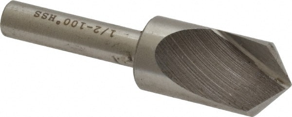 Interstate - 1/2" Head Diam, 1/4" Shank Diam, 1 Flute 100° High Speed Steel Countersink - Benchmark Tooling