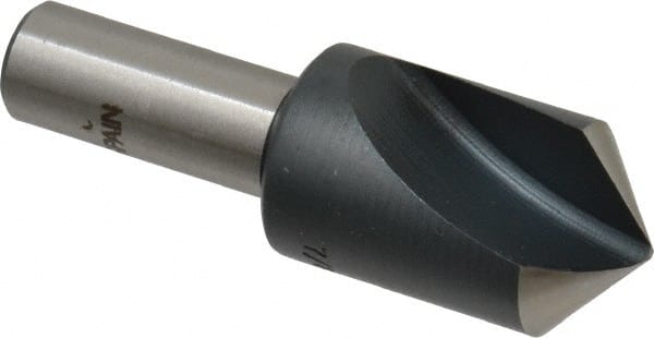 Interstate - 7/8" Head Diam, 1/2" Shank Diam, 1 Flute 100° High Speed Steel Countersink - Benchmark Tooling