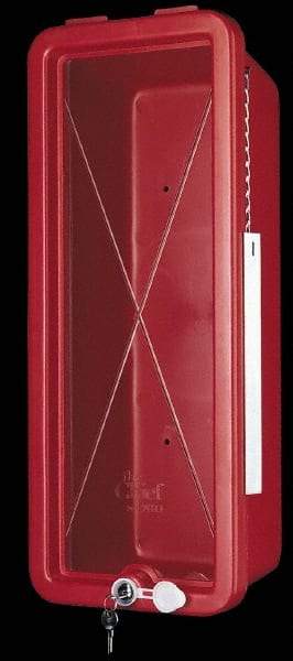 Made in USA - 5 Lb. Capacity, Surface Mount, Crystal Polystyrene Fire Extinguisher Cabinet - 8-1/4 Inch Wide x 19-1/4 Inch High x 6-3/4 Inch Deep, Red - Benchmark Tooling