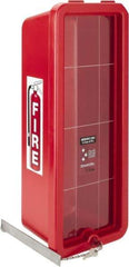 Made in USA - 10 Lb. Capacity, Surface Mount, Crystal Polystyrene Fire Extinguisher Cabinet - 9-1/4 Inch Wide x 23-1/4 Inch High x 7-1/4 Inch Deep, Red - Benchmark Tooling