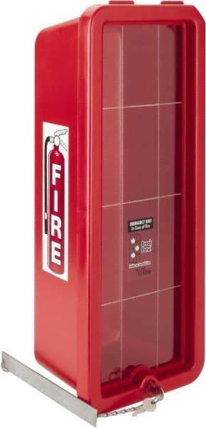 Made in USA - 20 Lb. Capacity, Surface Mount, Crystal Polystyrene Fire Extinguisher Cabinet - 11-1/2 Inch Wide x 28-1/2 Inch High x 9-1/2 Inch Deep, Red - Benchmark Tooling