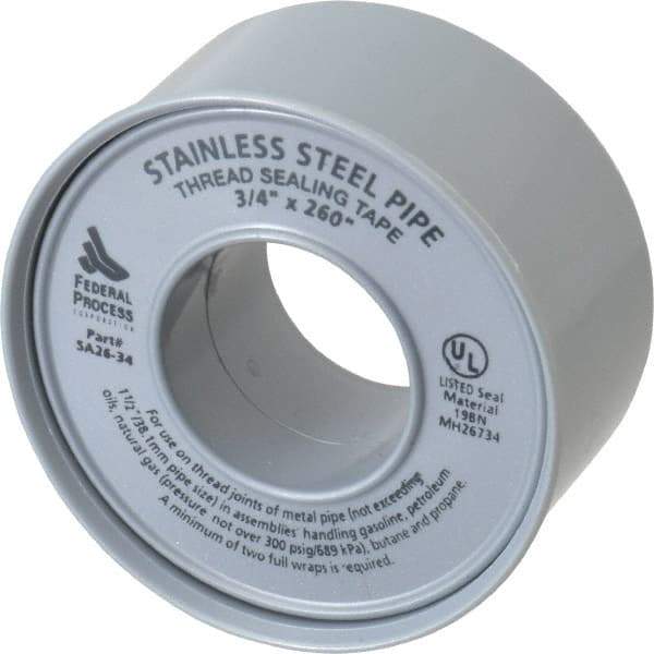 Federal Process - 3/4" Wide x 260" Long High Density Pipe Repair Tape - 4.3 mil Thick, -450 to 550°F, Nickel - Benchmark Tooling