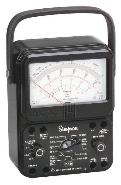 Simpson Electric - 12389, 1,000 VAC/VDC, Analog Manual Ranging Multimeter - 20 mOhm, Measures Voltage, Current, Resistance - Benchmark Tooling