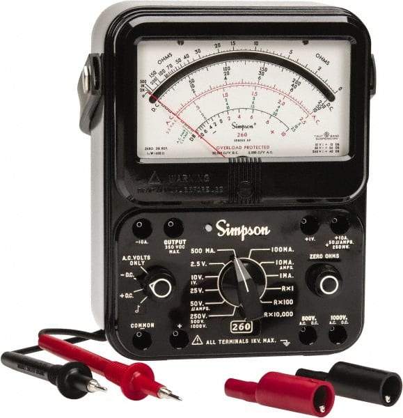 Simpson Electric - 12391, 1,000 VAC/VDC, Analog Manual Ranging Multimeter - 20 mOhm, Measures Voltage, Current, Resistance - Benchmark Tooling