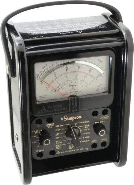 Simpson Electric - 12392, 1,000 VAC/VDC, Analog Manual Ranging Multimeter - 20 mOhm, Measures Voltage, Current, Resistance - Benchmark Tooling