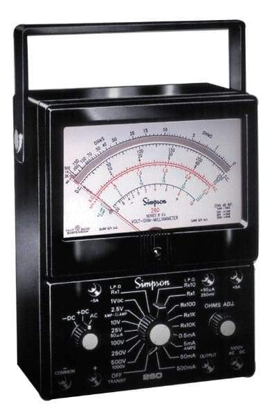 Simpson Electric - 12206, 1,000 VAC/VDC, Analog Manual Ranging Multimeter - 200 Ohm, Measures Voltage, Current, Resistance - Benchmark Tooling