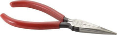 Urrea - 6-5/8" OAL, 1-55/64" Jaw Length x 23/32" Jaw Width, Long Nose Needle Nose Pliers - Serrated Jaw, Chain Nose Head, Rubber Grip Handles - Benchmark Tooling