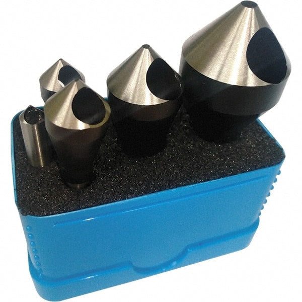 Interstate - 5 Piece, 1/16 to 9/16" Head Diam, 82° Included Angle, Single End Countersink Set - Benchmark Tooling