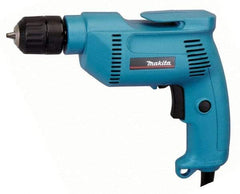 Makita - 3/8" Keyless Chuck, 2,500 RPM, Pistol Grip Handle Electric Drill - 4.9 Amps, 115 Volts, Reversible, Includes Keyless Chuck - Benchmark Tooling