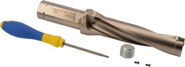 Iscar - 5" Max Drill Depth, 4xD, 1-1/4" Diam, Indexable Insert Drill - 1-1/4" Shank Diam, Whistle Notch Shank - Benchmark Tooling