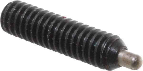 Gibraltar - 8-32, 5/8" Thread Length, 3/32" Plunger Projection, Steel Threaded Spring Plunger - 0.07" Max Plunger Diam, 5/8" Plunger Length, 0.7 Lb Init End Force, 2.3 Lb Final End Force, 1/16" Hex - Benchmark Tooling