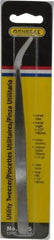 General - 6-1/2" OAL Utility Tweezers - X-LG, Curved Smooth Points - Benchmark Tooling